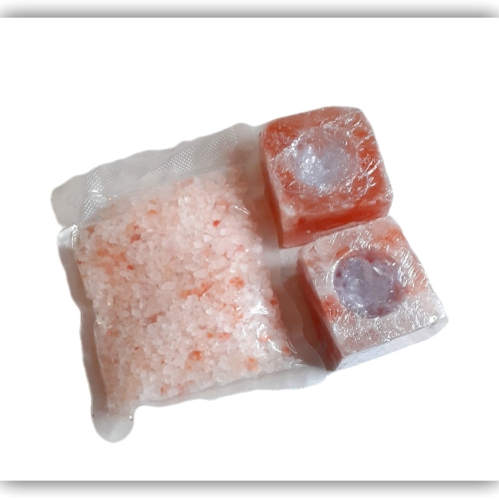 HIMALAYAN TEA LIGHT HOLDERS AND SALT